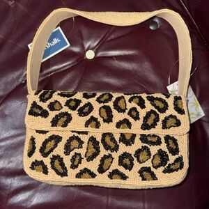 Leopard Print Beaded Women's Bag